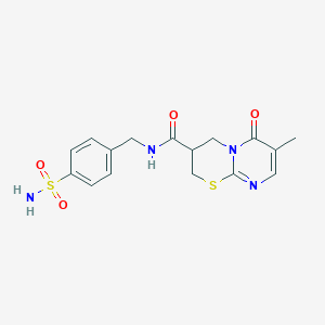 molecular formula C16H18N4O4S2 B2936240 7-methyl-6-oxo-N-(4-sulfamoylbenzyl)-2,3,4,6-tetrahydropyrimido[2,1-b][1,3]thiazine-3-carboxamide CAS No. 1396865-85-2