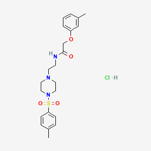 molecular formula C22H30ClN3O4S B2936242 2-(m-tolyloxy)-N-(2-(4-tosylpiperazin-1-yl)ethyl)acetamide hydrochloride CAS No. 1216477-74-5