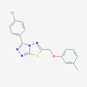 molecular formula C17H13ClN4OS B293625 3-(4-Chlorophenyl)-6-[(3-methylphenoxy)methyl][1,2,4]triazolo[3,4-b][1,3,4]thiadiazole 