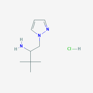 molecular formula C9H18ClN3 B2936250 2,2-Dimethyl-1-pyrazol-1-ylmethyl-propylamine hydrochloride CAS No. 1184994-08-8