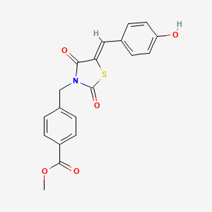 molecular formula C19H15NO5S B2936254 (Z)-methyl 4-((5-(4-hydroxybenzylidene)-2,4-dioxothiazolidin-3-yl)methyl)benzoate CAS No. 872696-47-4