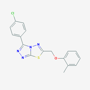molecular formula C17H13ClN4OS B293626 3-(4-Chlorophenyl)-6-[(2-methylphenoxy)methyl][1,2,4]triazolo[3,4-b][1,3,4]thiadiazole 