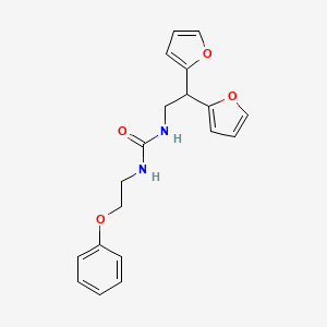 molecular formula C19H20N2O4 B2936279 1-(2,2-Di(furan-2-yl)ethyl)-3-(2-phenoxyethyl)urea CAS No. 2188279-55-0