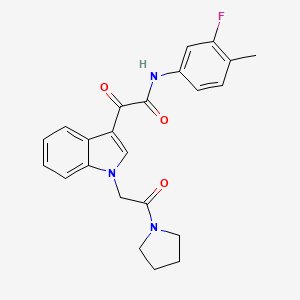 N-(3-fluoro-4-methylphenyl)-2-oxo-2-[1-(2-oxo-2-pyrrolidin-1-ylethyl)indol-3-yl]acetamide