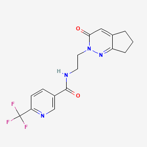 molecular formula C16H15F3N4O2 B2936289 N-(2-(3-oxo-3,5,6,7-tetrahydro-2H-cyclopenta[c]pyridazin-2-yl)ethyl)-6-(trifluoromethyl)nicotinamide CAS No. 2097920-39-1
