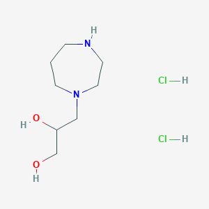 molecular formula C8H20Cl2N2O2 B2936295 3-(1,4-Diazepan-1-yl)propane-1,2-diol;dihydrochloride CAS No. 2375269-05-7