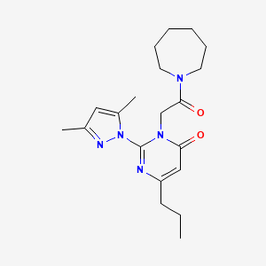 molecular formula C20H29N5O2 B2936296 3-(2-(azepan-1-yl)-2-oxoethyl)-2-(3,5-dimethyl-1H-pyrazol-1-yl)-6-propylpyrimidin-4(3H)-one CAS No. 1002429-89-1