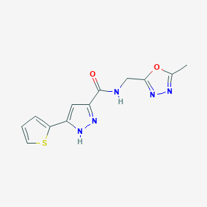 N-((5-methyl-1,3,4-oxadiazol-2-yl)methyl)-5-(thiophen-2-yl)-1H-pyrazole-3-carboxamide
