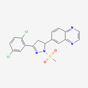 molecular formula C18H14Cl2N4O2S B2936310 6-(3-(2,5-二氯苯基)-1-(甲磺酰基)-4,5-二氢-1H-吡唑-5-基)喹喔啉 CAS No. 949876-58-8