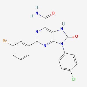 molecular formula C18H11BrClN5O2 B2936313 2-(3-溴苯基)-9-(4-氯苯基)-8-氧代-8,9-二氢-7H-嘌呤-6-甲酰胺 CAS No. 887888-01-9