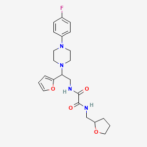 molecular formula C23H29FN4O4 B2936318 N1-(2-(4-(4-fluorophenyl)piperazin-1-yl)-2-(furan-2-yl)ethyl)-N2-((tetrahydrofuran-2-yl)methyl)oxalamide CAS No. 877632-41-2