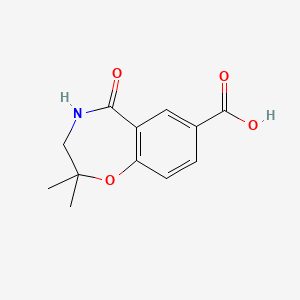 molecular formula C12H13NO4 B2936321 2,2-Dimethyl-5-oxo-3,4-dihydro-1,4-benzoxazepine-7-carboxylic acid CAS No. 2503209-06-9