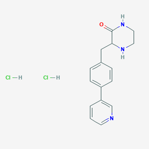 molecular formula C16H19Cl2N3O B2936322 3-(4-Pyridin-3-ylbenzyl)piperazin-2-one dihydrochloride CAS No. 1858240-09-1