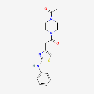 molecular formula C17H20N4O2S B2936335 1-(4-Acetylpiperazin-1-yl)-2-(2-(phenylamino)thiazol-4-yl)ethanone CAS No. 1207045-38-2
