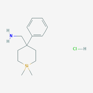 molecular formula C14H24ClNSi B2936352 (1,1-Dimethyl-4-phenylsilinan-4-yl)methanamine;hydrochloride CAS No. 2375269-31-9