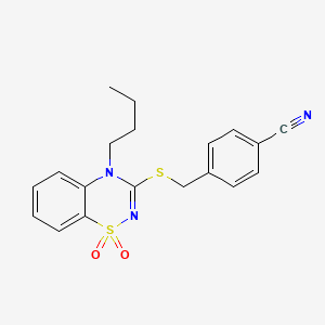 4-(((4-butyl-1,1-dioxido-4H-benzo[e][1,2,4]thiadiazin-3-yl)thio)methyl)benzonitrile