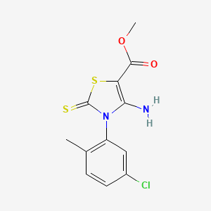 molecular formula C12H11ClN2O2S2 B2936357 Methyl 4-amino-3-(5-chloro-2-methylphenyl)-2-sulfanylidene-1,3-thiazole-5-carboxylate CAS No. 689772-36-9