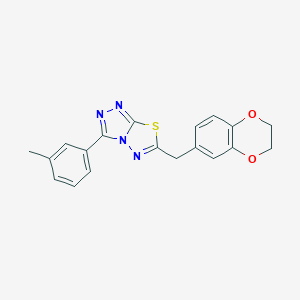 molecular formula C19H16N4O2S B293636 6-(2,3-Dihydro-1,4-benzodioxin-6-ylmethyl)-3-(3-methylphenyl)[1,2,4]triazolo[3,4-b][1,3,4]thiadiazole 