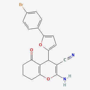 molecular formula C20H15BrN2O3 B2936361 2-amino-4-(5-(4-bromophenyl)furan-2-yl)-5-oxo-5,6,7,8-tetrahydro-4H-chromene-3-carbonitrile CAS No. 85459-81-0