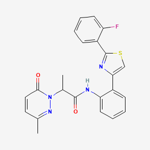 molecular formula C23H19FN4O2S B2936364 N-(2-(2-(2-fluorophenyl)thiazol-4-yl)phenyl)-2-(3-methyl-6-oxopyridazin-1(6H)-yl)propanamide CAS No. 1797160-88-3
