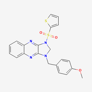 molecular formula C21H18N4O3S2 B2936365 1-(4-methoxybenzyl)-3-(thiophen-2-ylsulfonyl)-2,3-dihydro-1H-imidazo[4,5-b]quinoxaline CAS No. 847367-70-8