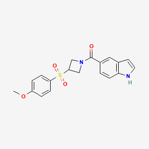 molecular formula C19H18N2O4S B2936368 (1H-吲-5-基)(3-((4-甲氧基苯基)磺酰基)氮杂环丁-1-基)甲苯酮 CAS No. 1705974-50-0