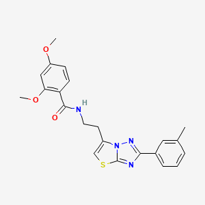 molecular formula C22H22N4O3S B2936375 2,4-二甲氧基-N-(2-(2-(间甲苯基)噻唑并[3,2-b][1,2,4]三唑-6-基)乙基)苯甲酰胺 CAS No. 894047-40-6