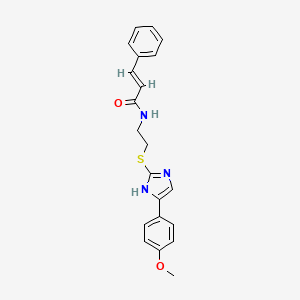 molecular formula C21H21N3O2S B2936384 N-(2-((5-(4-methoxyphenyl)-1H-imidazol-2-yl)thio)ethyl)cinnamamide CAS No. 897455-66-2