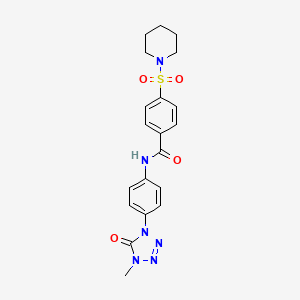 molecular formula C20H22N6O4S B2936397 N-(4-(4-methyl-5-oxo-4,5-dihydro-1H-tetrazol-1-yl)phenyl)-4-(piperidin-1-ylsulfonyl)benzamide CAS No. 1396814-70-2