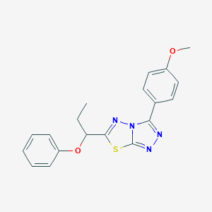 molecular formula C19H18N4O2S B293640 3-(4-Methoxyphenyl)-6-(1-phenoxypropyl)[1,2,4]triazolo[3,4-b][1,3,4]thiadiazole 