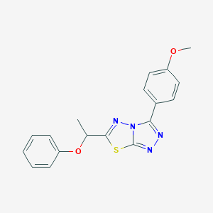 molecular formula C18H16N4O2S B293641 3-(4-Methoxyphenyl)-6-(1-phenoxyethyl)[1,2,4]triazolo[3,4-b][1,3,4]thiadiazole 