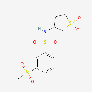 molecular formula C11H15NO6S3 B2936435 N-(1,1-dioxidotetrahydrothiophen-3-yl)-3-(methylsulfonyl)benzenesulfonamide CAS No. 897831-08-2