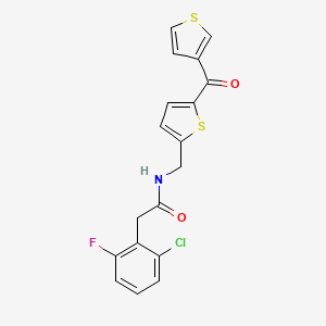 molecular formula C18H13ClFNO2S2 B2936438 2-(2-chloro-6-fluorophenyl)-N-((5-(thiophene-3-carbonyl)thiophen-2-yl)methyl)acetamide CAS No. 1797142-02-9