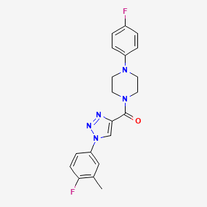 molecular formula C20H19F2N5O B2936445 (1-(4-氟-3-甲基苯基)-1H-1,2,3-三唑-4-基)(4-(4-氟苯基)哌嗪-1-基)甲苯酮 CAS No. 1326869-54-8