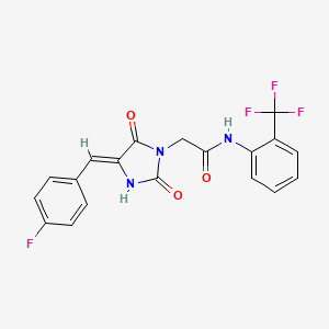 molecular formula C19H13F4N3O3 B2936448 2-[(4Z)-4-[(4-fluorophenyl)methylidene]-2,5-dioxoimidazolidin-1-yl]-N-[2-(trifluoromethyl)phenyl]acetamide CAS No. 867041-33-6