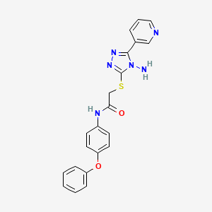 molecular formula C21H18N6O2S B2936453 2-((4-amino-5-(pyridin-3-yl)-4H-1,2,4-triazol-3-yl)thio)-N-(4-phenoxyphenyl)acetamide CAS No. 763114-74-5