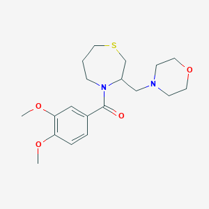 molecular formula C19H28N2O4S B2936491 (3,4-二甲氧基苯基)(3-(吗啉甲基)-1,4-噻吩环-4-基)甲苯酮 CAS No. 1421450-58-9