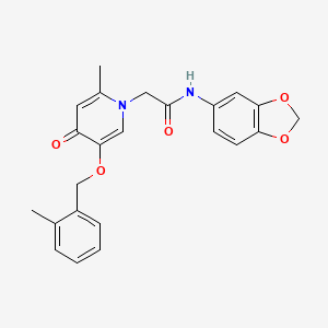 molecular formula C23H22N2O5 B2936492 N-(苯并[d][1,3]二氧杂环-5-基)-2-(2-甲基-5-((2-甲基苄基)氧基)-4-氧代吡啶-1(4H)-基)乙酰胺 CAS No. 946254-47-3