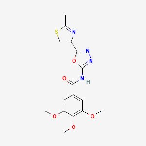 molecular formula C16H16N4O5S B2936494 3,4,5-trimethoxy-N-(5-(2-methylthiazol-4-yl)-1,3,4-oxadiazol-2-yl)benzamide CAS No. 1351659-23-8