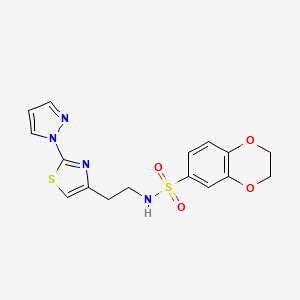 N-(2-(2-(1H-pyrazol-1-yl)thiazol-4-yl)ethyl)-2,3-dihydrobenzo[b][1,4]dioxine-6-sulfonamide