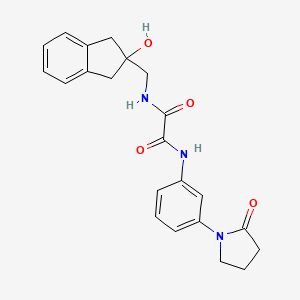 molecular formula C22H23N3O4 B2936510 N1-((2-羟基-2,3-二氢-1H-茚-2-基)甲基)-N2-(3-(2-氧代吡咯烷-1-基)苯基)草酰胺 CAS No. 2034529-10-5