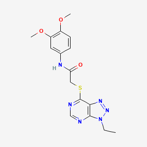 molecular formula C16H18N6O3S B2936511 N-(3,4-dimethoxyphenyl)-2-((3-ethyl-3H-[1,2,3]triazolo[4,5-d]pyrimidin-7-yl)thio)acetamide CAS No. 1060204-75-2