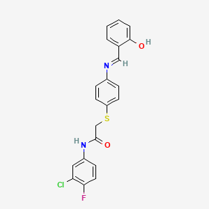 N-(3-chloro-4-fluorophenyl)-2-[(4-{[(2-hydroxyphenyl)methylene]amino}phenyl)sulfanyl]acetamide