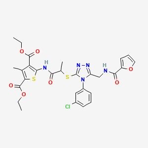Diethyl 5-[2-[[4-(3-chlorophenyl)-5-[(furan-2-carbonylamino)methyl]-1,2,4-triazol-3-yl]sulfanyl]propanoylamino]-3-methylthiophene-2,4-dicarboxylate