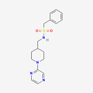 molecular formula C17H22N4O2S B2936548 1-phenyl-N-((1-(pyrazin-2-yl)piperidin-4-yl)methyl)methanesulfonamide CAS No. 1396888-05-3