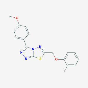 molecular formula C18H16N4O2S B293655 3-(4-Methoxyphenyl)-6-[(2-methylphenoxy)methyl][1,2,4]triazolo[3,4-b][1,3,4]thiadiazole 