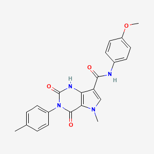 molecular formula C22H20N4O4 B2936552 N-(4-methoxyphenyl)-5-methyl-2,4-dioxo-3-(p-tolyl)-2,3,4,5-tetrahydro-1H-pyrrolo[3,2-d]pyrimidine-7-carboxamide CAS No. 921578-64-5
