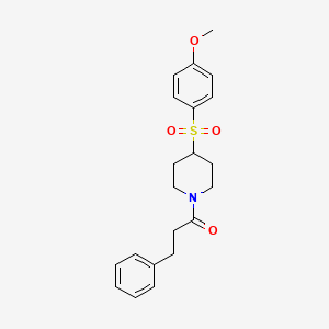molecular formula C21H25NO4S B2936563 1-(4-((4-Methoxyphenyl)sulfonyl)piperidin-1-yl)-3-phenylpropan-1-one CAS No. 1706144-29-7