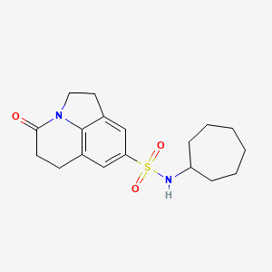 molecular formula C18H24N2O3S B2936574 N-环庚基-4-氧代-1,2,5,6-四氢-4H-吡咯并[3,2,1-ij]喹啉-8-磺酰胺 CAS No. 898419-69-7