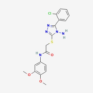 molecular formula C18H18ClN5O3S B2936581 2-[[4-amino-5-(2-chlorophenyl)-1,2,4-triazol-3-yl]sulfanyl]-N-(3,4-dimethoxyphenyl)acetamide CAS No. 577764-81-9